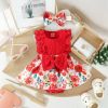 Picture of Baby Girl Sleeveless Lace Floral Romper Dress with Headband (0 to 12 months)