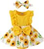 Picture of Baby Girl Sleeveless Lace Floral Romper Dress with Headband (0 to 12 months)